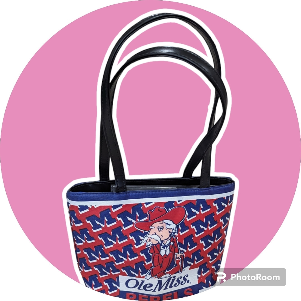 Vintage University Of Mississippi Ole Miss Rebels Colonel Reb Tote Handbag Purse